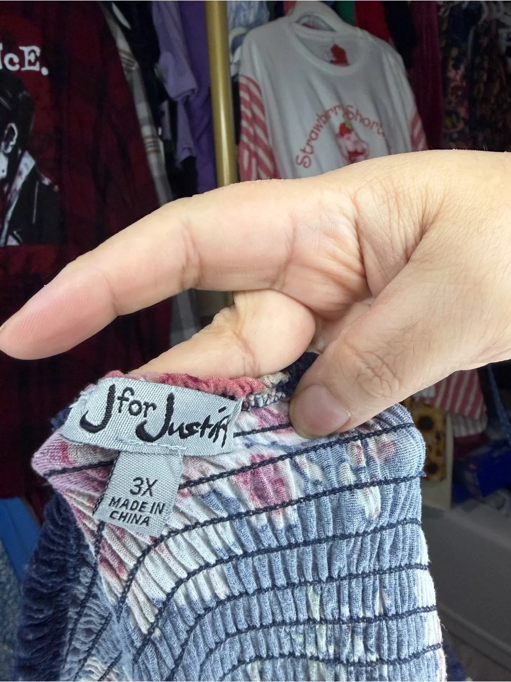 J for Justify Navy Floral Smocked Cap-Sleeve Jumpsuit - Picture 3 of 3